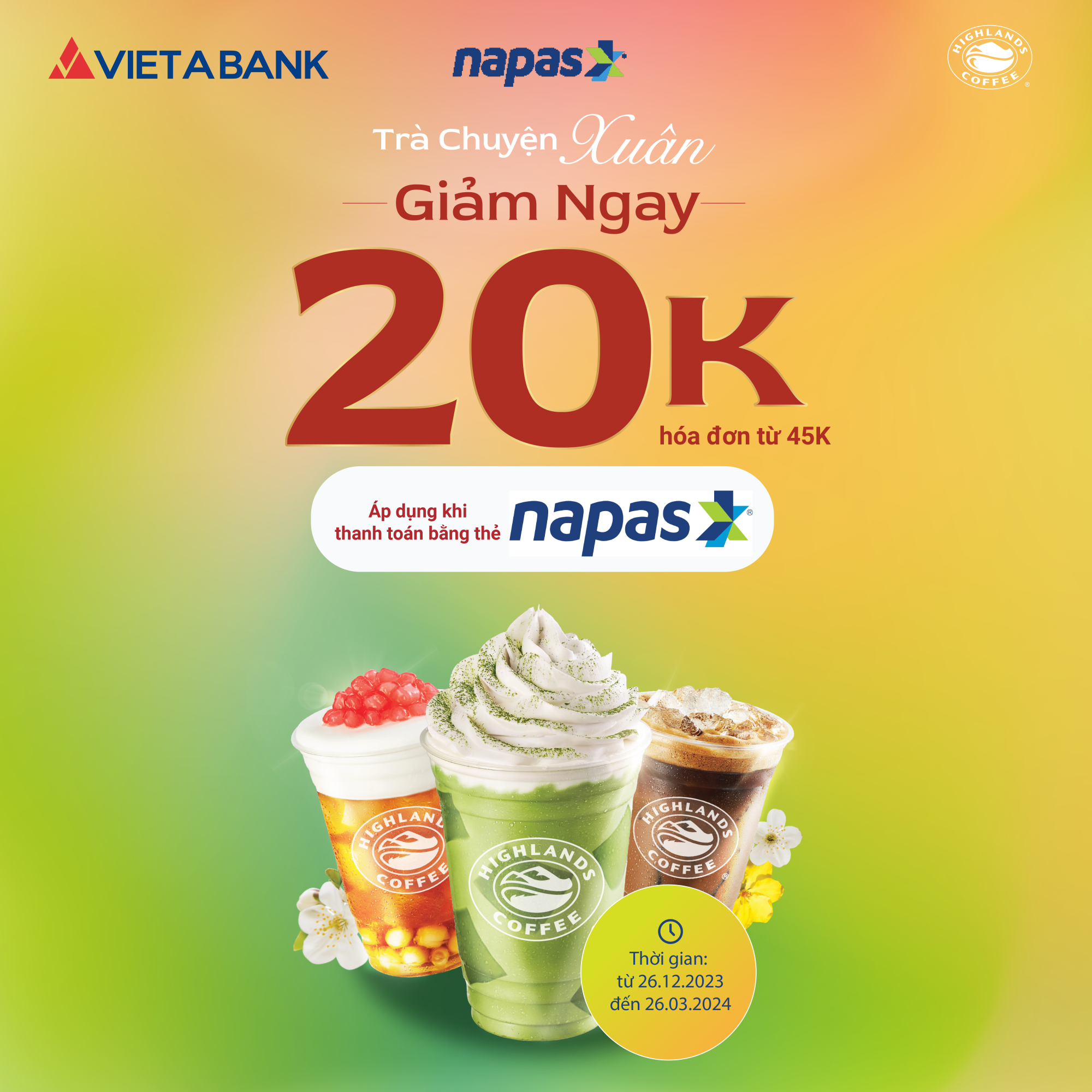 Ghé Highlands, chạm VietABank Napas - Giảm ngay 20k menu đồ uống 